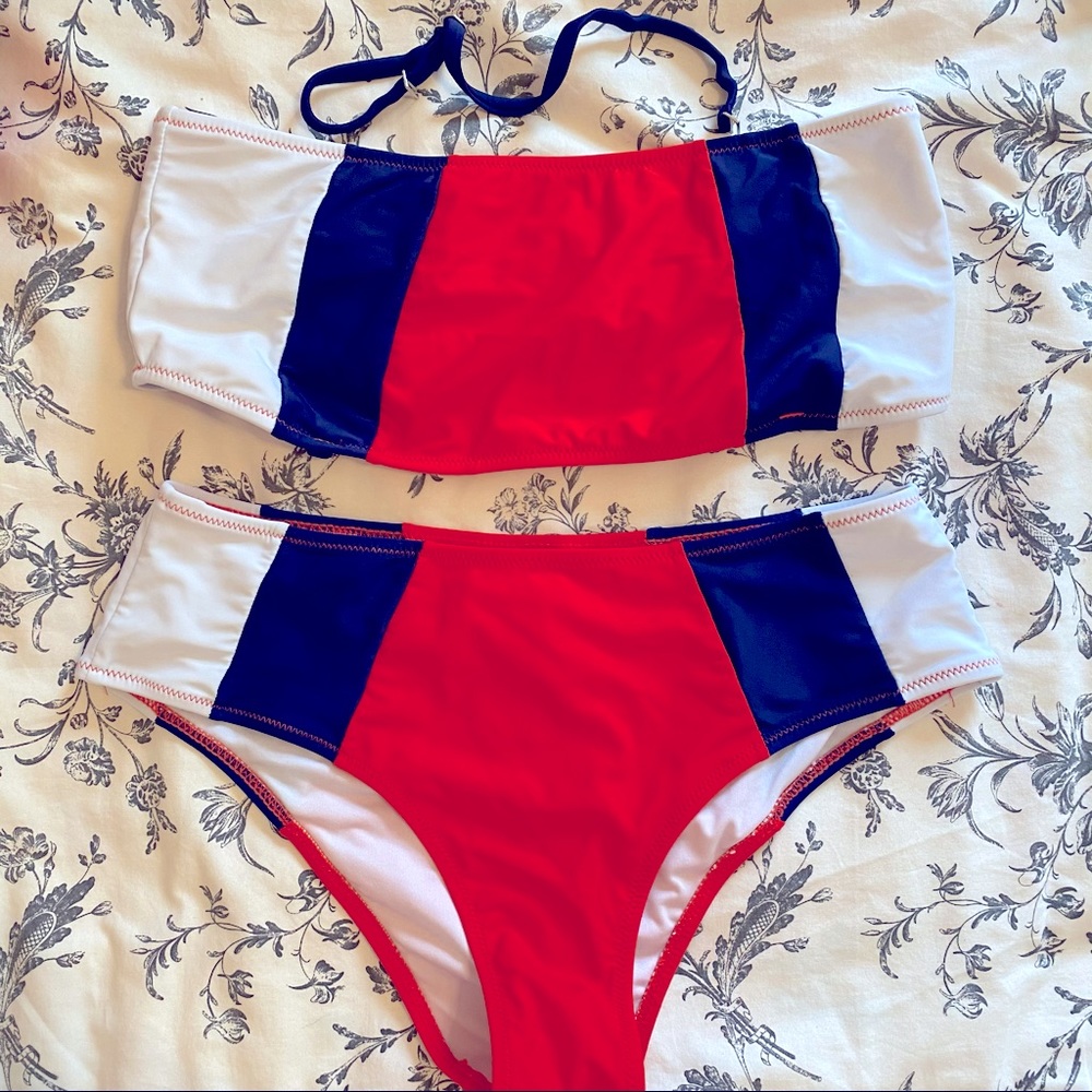 Red White & Blue Tube Top Bikini